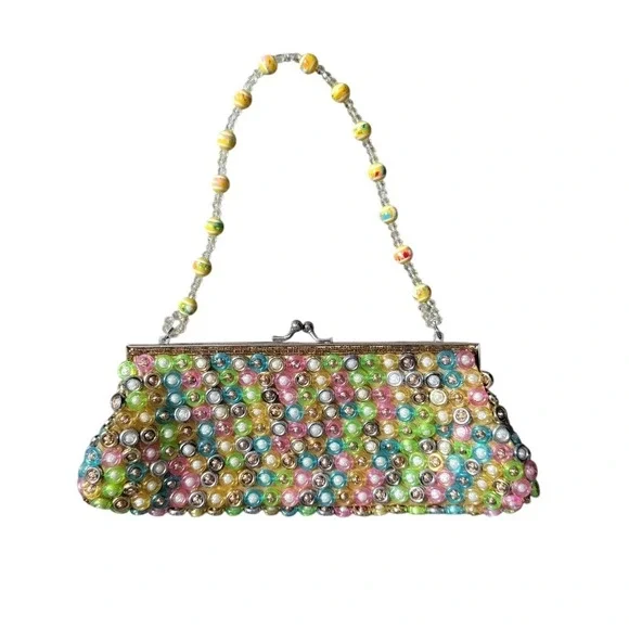 Vintage Aldo Y2K Candy Embellished Beaded Kisslock Shoulder Bag - Picture 4 of 9